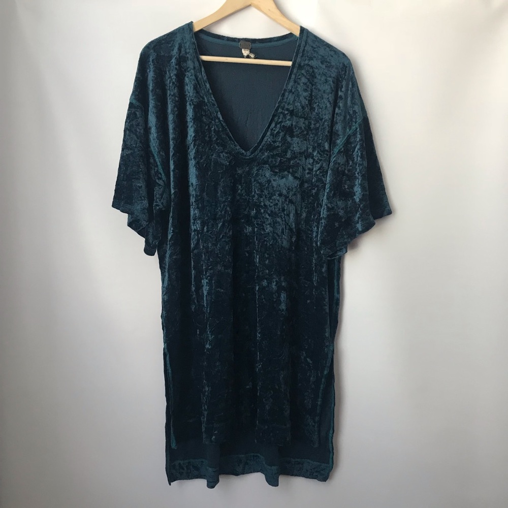 Free People Velvet Tunic Teal Large